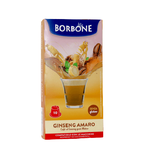 GINSENG AMARO GUSTO MALESE CAFFÈ BORBONE - 10 CAPSULE COMPATIBILI NESPRESSO da 5g