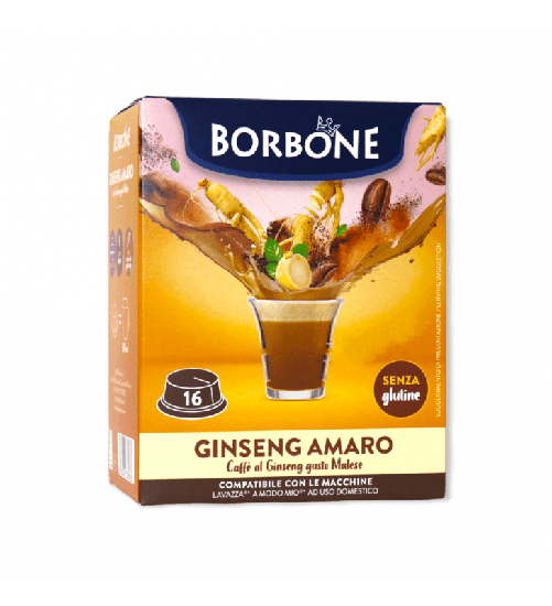 GINSENG AMARO GUSTO MALESE CAFFÈ BORBONE - 16 CAPSULE COMPATIBILI A MODO MIO da 5g