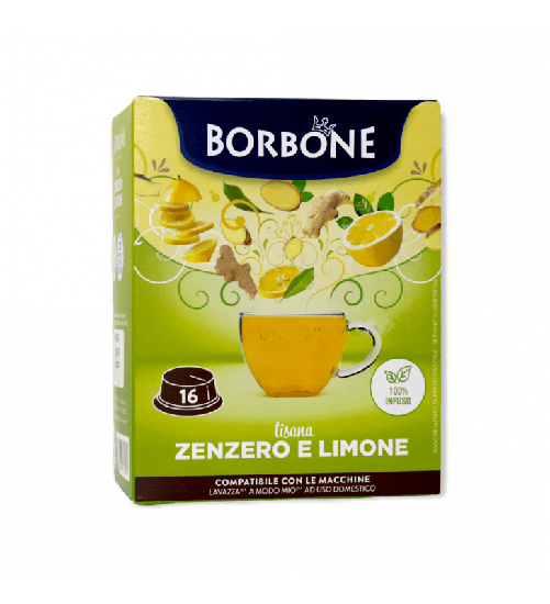TISANA ZENZERO E LIMONE CAFFÈ BORBONE - 16 CAPSULE COMPATIBILI A MODO MIO da 3g