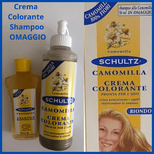 Crema colorante schultz per capelli 120 ml alla camomilla con shampoo ravvivante da 50 ml in omaggio