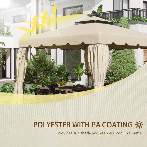 Outsunny Tettuccio di Ricambio per Gazebo da Giardino 3x3m con Tetto a 2 Livelli in Poliestere Beige