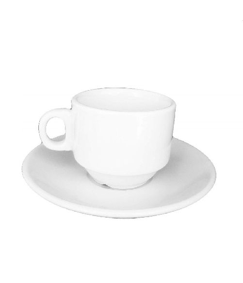 Set 6 Tazzine 90ml Bianco Ceramica Con Manico Piattini 2177397 Tazza Caffè Caffe -