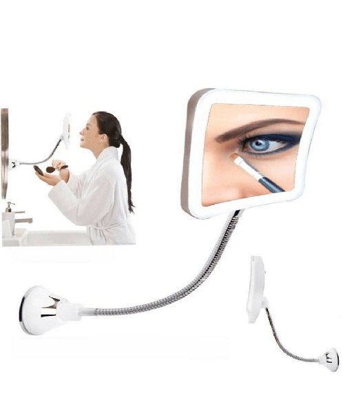 Trade Shop Traesio-specchio Ultra Flessibile Rettangolare Trucco Ventosa 5x Pieghevole Rotante 0139 -