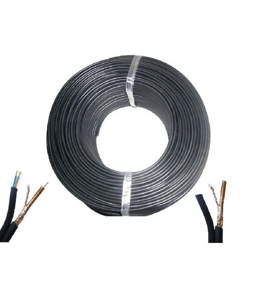 Trade Shop Traesio-200 Metri Matassa Cavo Video Coassiale Rg59+2c + Alimentazione 2 Fili Telecamere -