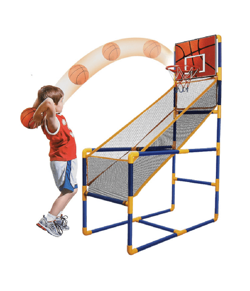 Trade Shop Traesio-canestro Basket Arcade Palla Canestro Sala Giochi Pallone Gonfiatore 140x89x46cm -