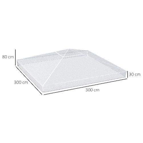 Outsunny Copertura per Gazebo 3x3 m in PVC Impermeabile e Trasparente con Corde di Sicurezza, 300x300x80 cm
