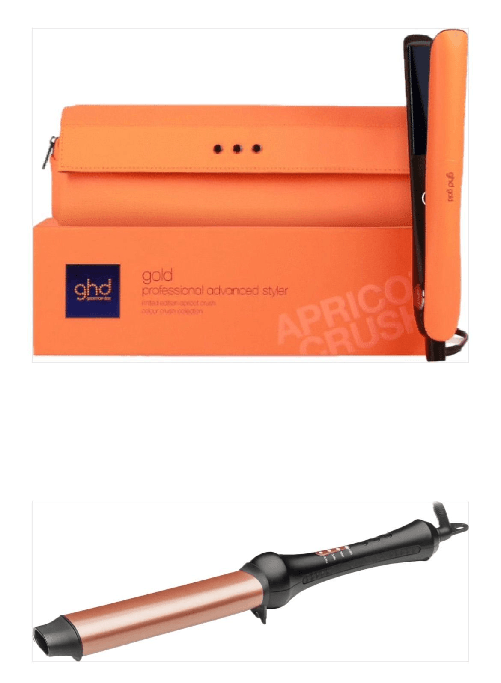 PIASTRA GHD GOLD STYLER ARANCIONE FLUO CON POCHETTE E FERRO RETRO' CURL WAVE I OVALE 20X30