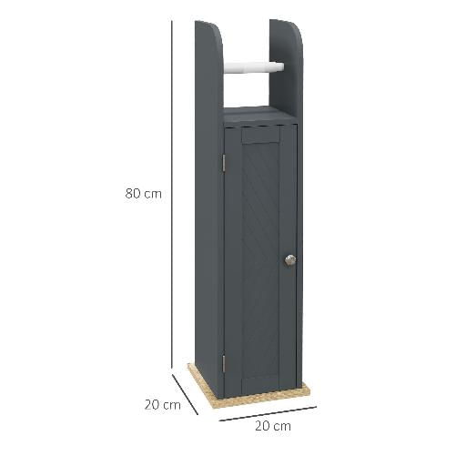 kleankin Mobiletto Bagno con Barra e Armadietto a 3 Livelli Regolabili, in MDF e Truciolato, Grigio