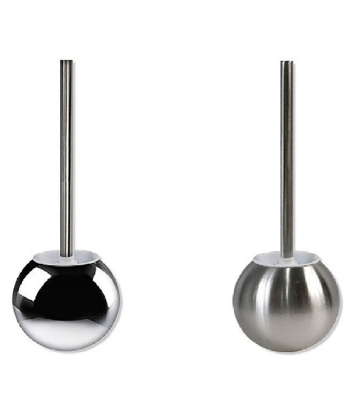 Portascopino Spazzolone Tondo Da Bagno Acciaio Lucido Satinato Arredo 37 X 13 Cm -