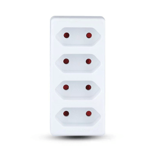 V-TAC Adattatore Multipresa con 4 Prese Frontali 10A e Spina Schuko Colore Bianco