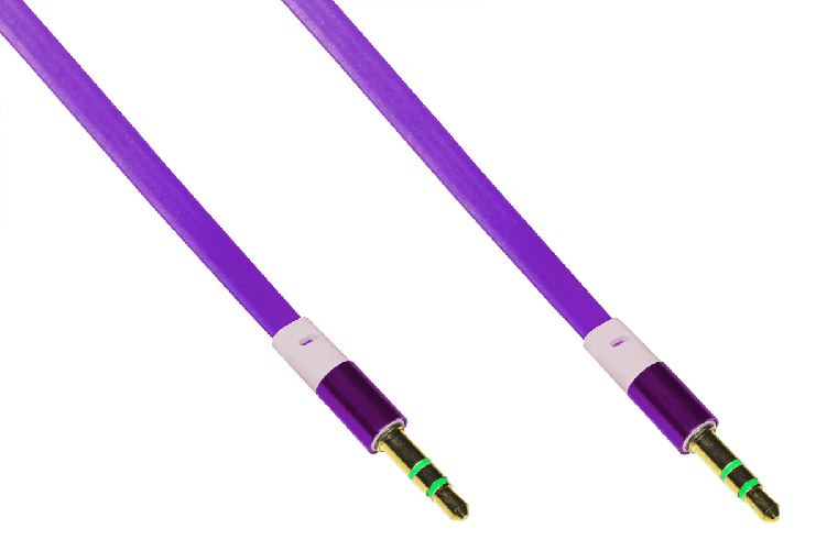 *Cavo Audio Jack 35 Mm Maschio/Maschio Piatto Mt 1 Colore Viola 3 Poli