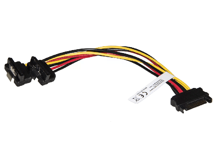 Link Cavo Sata Alimentazione da 15 Pin Sata Maschio a 2 x 15 Pin Sata 90 Gradi