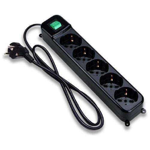 PRESA MULTIPLA TECNOWARE 5 SCHUKO INTERRUTTOR NERA TOGHETER ON