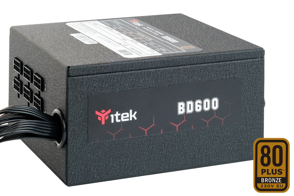 ITek BD600 Alimentatore 600W 80Plus EU Bronze PFC Attivo Ventola HDB 12cm DC to DC Semi Modulare itek BD600 alimentatore per computer 600 W 24-pin ATX