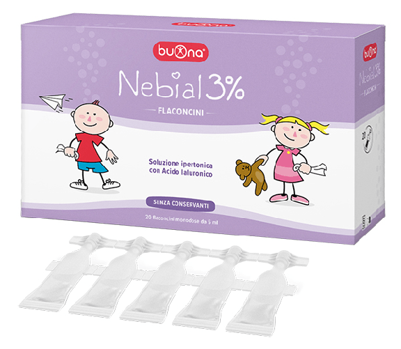 NEBIAL FLACONCINI SOLUZIONE SALINA IPERTONICA DI SODIO CLORURO AL 3% CON ACIDO IALURONICO 20X5 ML