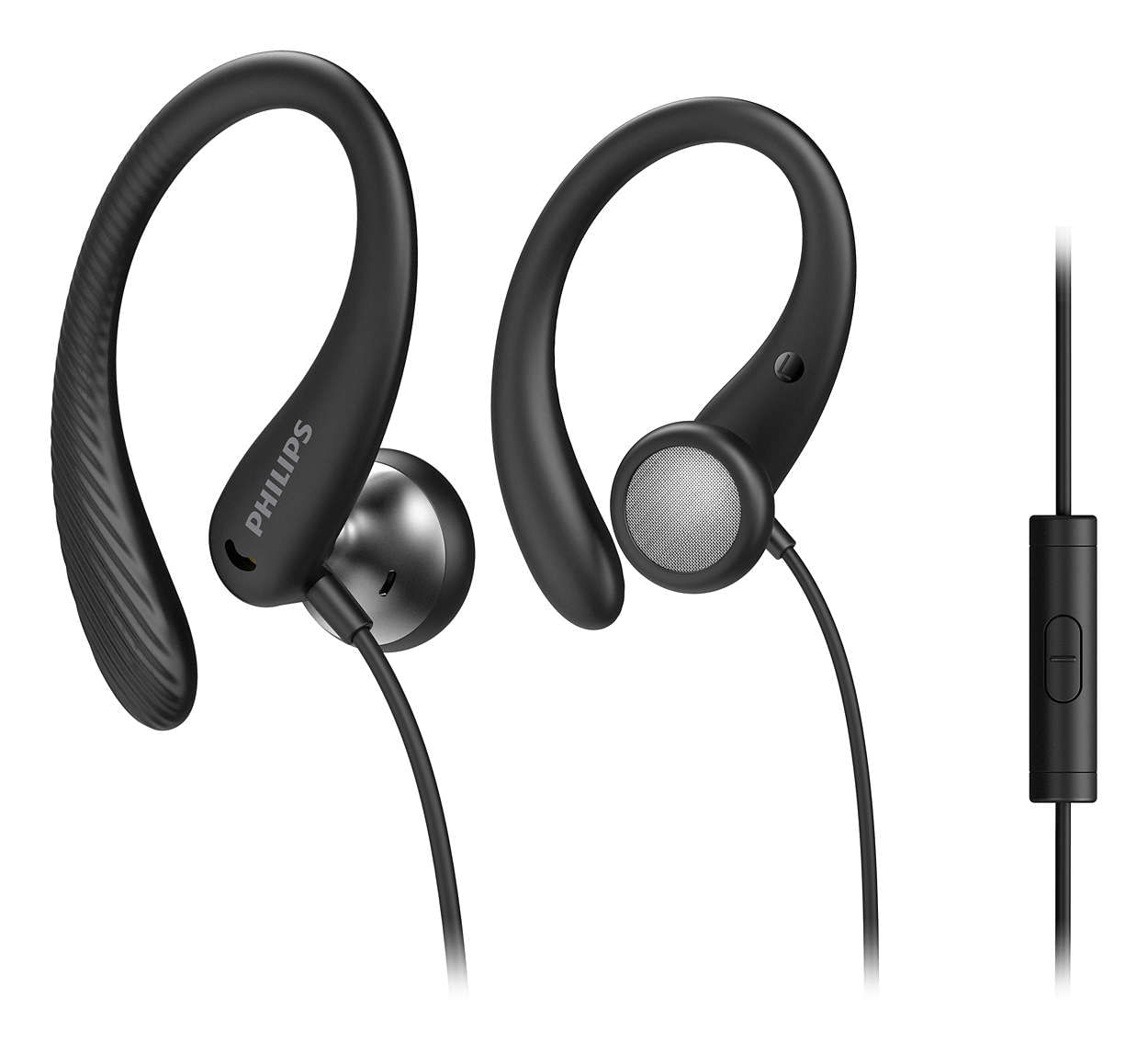 Philips TAA1105BK/00 Cuffie con Filo per Fitness e Sport, Microfono, IPX2 Resistenti al Sudore, Supporti per l'orecchio Flessibili, Vestibilità Sicura