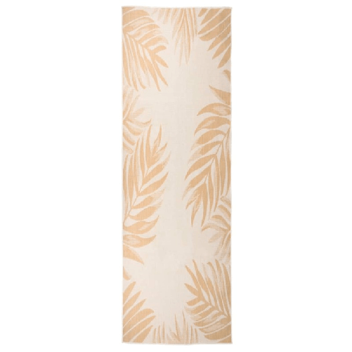 Tappeto da Esterni a Tessitura Piatta 80x250 cm Motivo a Foglie