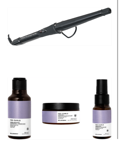 FERRO ARRICCIACAPELLI CONICO 16-32 MM RETRO'UPGRADE RUP066C/CONIC PIU' KIT HIDRA CURLY ROUTINE ELGON DA 50 ML SHAMPOO MASK E HIDRA SPRAY