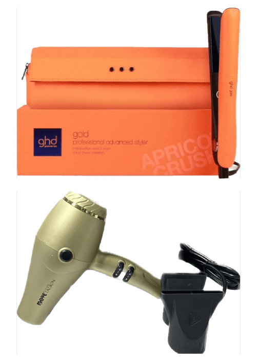 PIASTRA GHD GOLD STYLER ARANCIONE FLUO CON POCHETTE TERMORESISTENTE PIU' PHON MOVE AIR 9000 BLACK