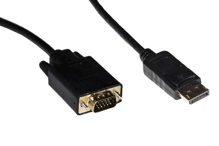 Cavo Displayport 1.2 Maschio - Vga 15 Poli Maschio Contatti Dorati Mt 1