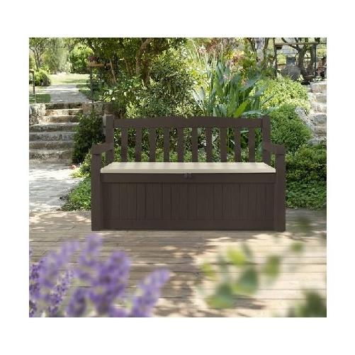 Keter Cassapanca Eden Bench In Resina 140X60X84H - 265 Lt Marrone, Cuscino Beige Keter Eden Bench panca da esterno Solido Plastica