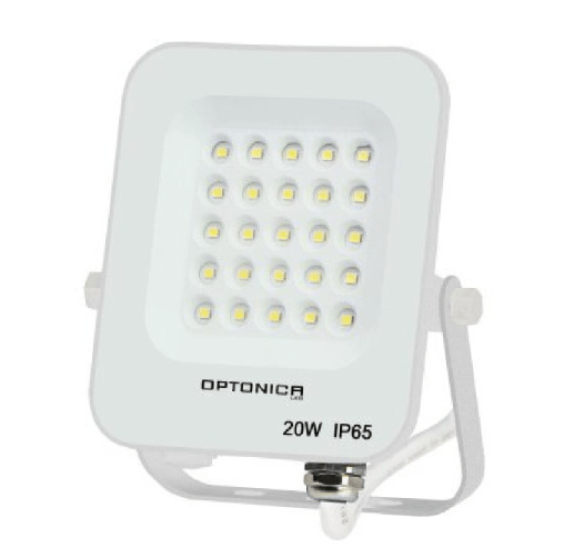 Optonica Proiettore led 20 watt slim metallo bianco ip65 equivalente 115 watt *** temperatura colore lampada 4500k