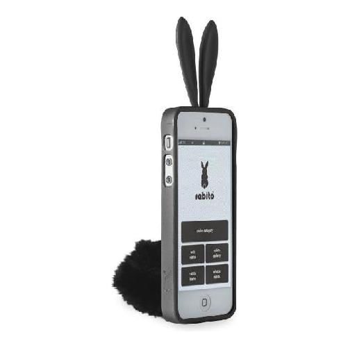 Rabito custodia con orecchi e coda per iPhone 5 Black Rabito Bling Bling custodia per cellulare Cover Nero
