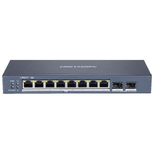 HIKVISION SWITCH SMART MANAGED 8-PORT GIGABIT POE SWITCH 8 GIGABIT POE PORTS, 2 GIGABIT SFP PORTS,
