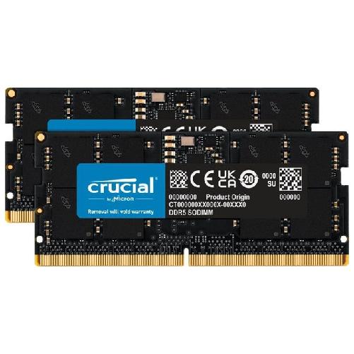 Crucial CT2K16G48C40S5 memoria 32 GB 2 x 16 GB DDR5 4800 MHz (32GB [16GBx2] Crucial DDR5-38400 4800MHz 1.2V CL40 SODIMM) Crucial CT2K16G48C40S5 memori