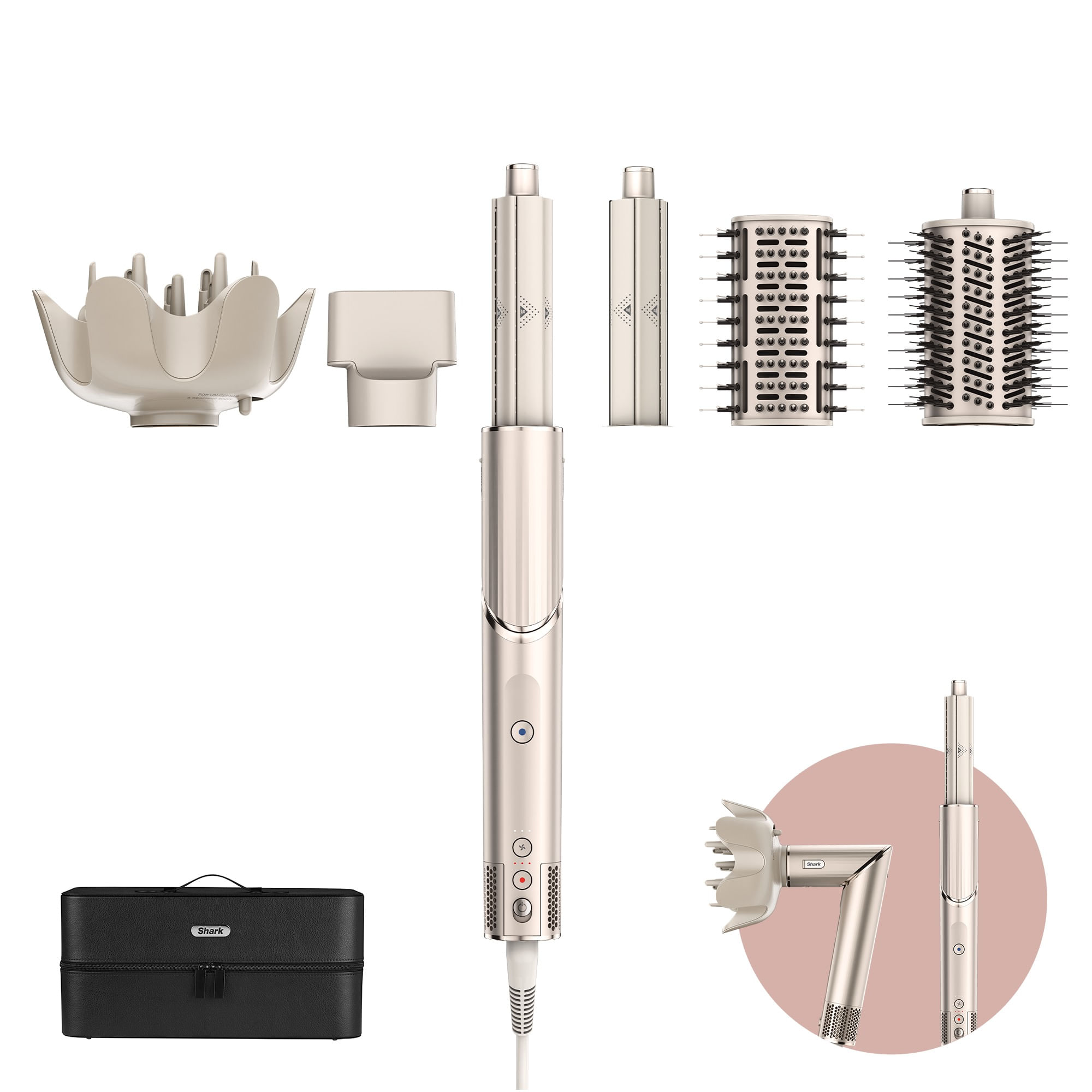 Shark FLEXSTYLE Styler e Asciugacapelli 5 in 1 - Champagne HD440SLEU Shark Styler e Asciugacapelli FlexStyle Complete Set