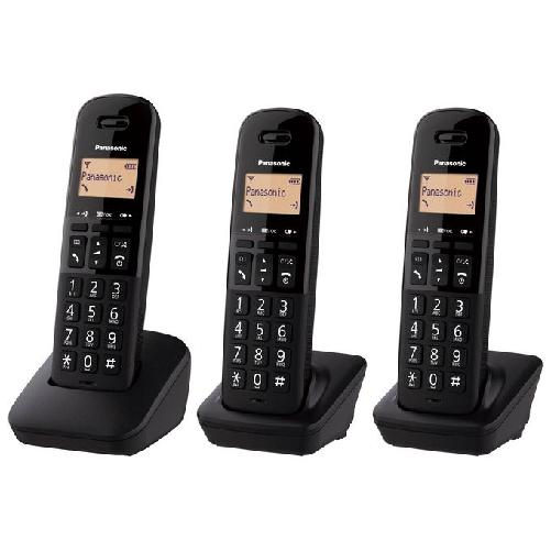 Panasonic KX-TGB613JT Tris Cordless display 1,4'' Blocco chiamate ID Rubrica Nero Panasonic Telefono KX-TGB613JT