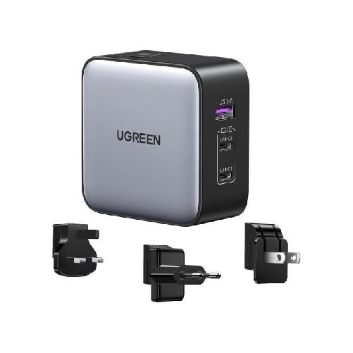 Ugreen 65W Nexode GaN Auricolare, Telefono cellulare, Computer portatile, Orologio intelligente, Tablet Grigio USB Ricarica rapida Interno