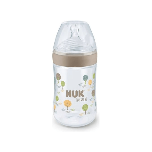 NUK for Nature – Biberon 260 ml Silicone 6–18 mesi con Indicatore di Temperatura e Sistema Anti-Colica