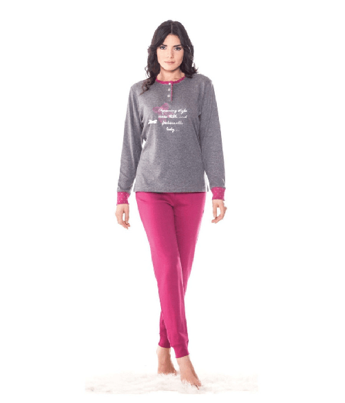 Trade Shop Traesio-pigiama Ragazza Da Donna In Cotone Maglia E Pantalone Rosa Lunghi Manica Lunga - Xl Taglia S
