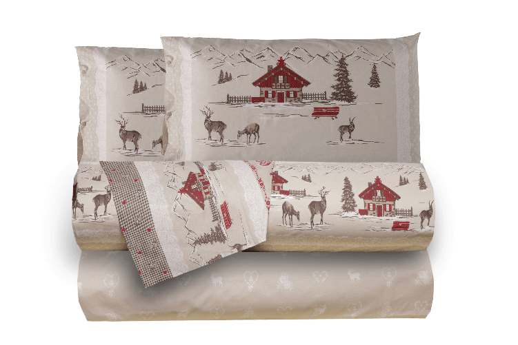 Completo letto lenzuola federe letto stampa fantasia 100% Cotone Made in Italy COUNTRY BEIGE PIAZZA E MEZZA Completo letto lenzuola federe letto stamp