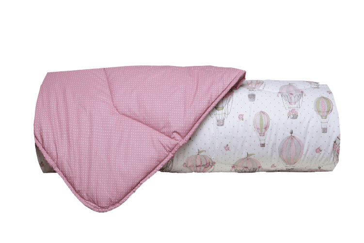 Trapunta piumone letto invernale tessuto 100% cotone imbottitura calda 350 gr/mq morbida avvolgente made in italy MONGOLFIERE ROSA MATRIMONIALE Trapun