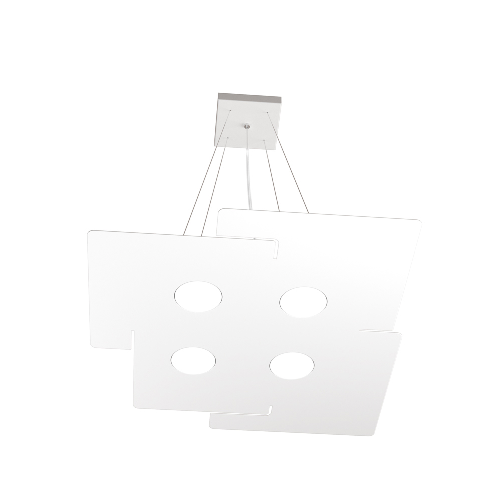 Sospensione Moderna Echo Metallo Bianco 4 Luci Gx53