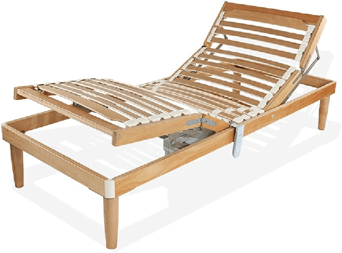 Qualydorm Rete Ortopedica a doghe in Legno di Faggio 80x190 Singolo Alto 37cm Alzata Testa Piedi Elettrica