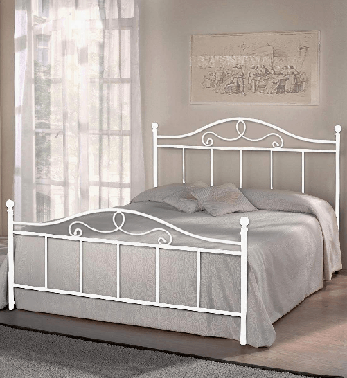 Qualydorm Letto in Ferro Battuto Una Piazza e Mezza - Prodotto Artigianale Italiano - Modello MALTA 120x190 Disponibile in vari colori (Bianco)