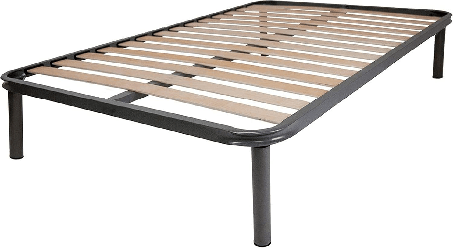 Qualydorm - Rete in Ferro con Piedi e Doghe in Legno cm120x190 H35 x materasso Una Piazza e mezza