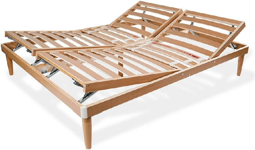 Qualydorm Rete Ortopedica Legno di Faggio 160x190 Matrimoniale Alta 37cm Alzata testa piedi manuale