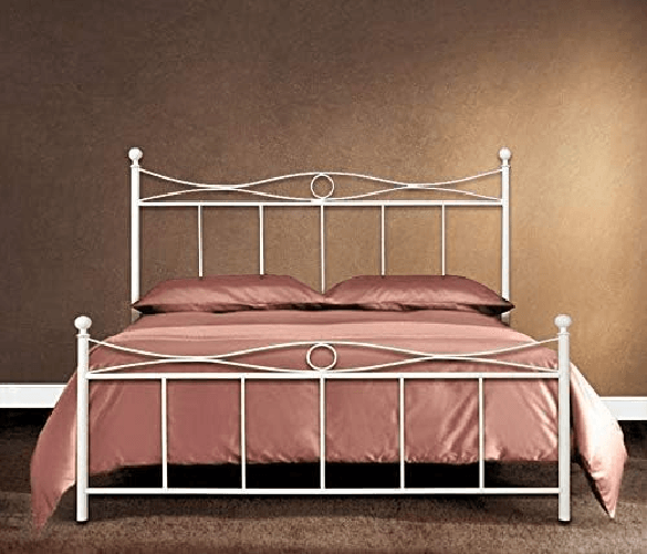 Qualydorm Letto Matrimoniale modello NIZZA in Ferro Battuto Prodotto Artigianale Italiano Disponibile in vari colori 160x190 Made in Italy (Bianco)