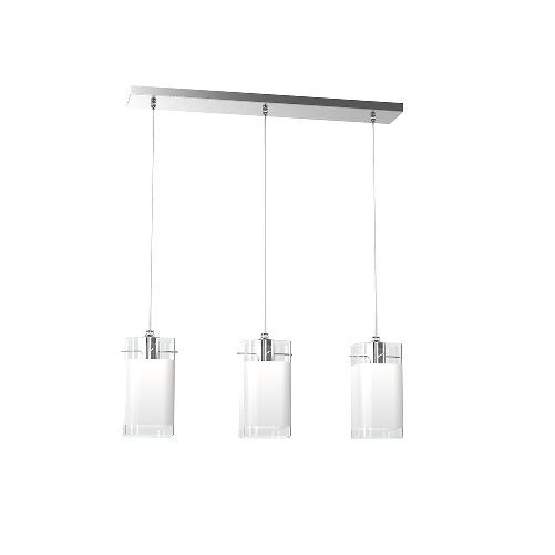 Sospensione Contemporanea Wild Metallo Cromo Vetro Satinato 3 Luci E27