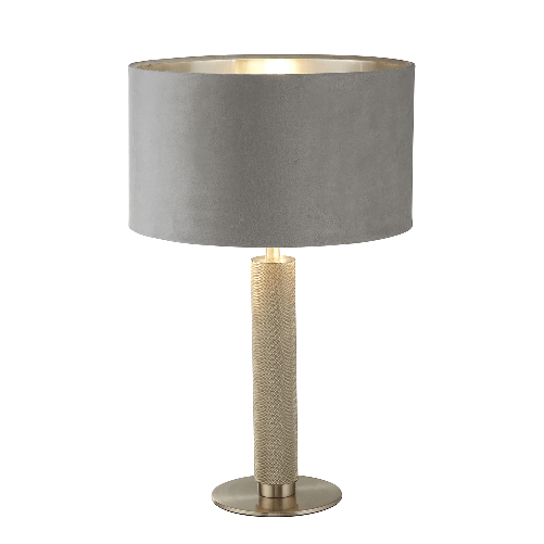 Lampada Scrivania Contemporanea Londra Acciaio Ottone Velluto Grigio 1 Luce E27