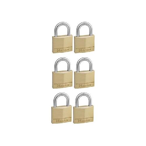 Masterlock Master Lock 140EURSIX Confezione da 6 Lucchetti con Chiavi in Ottone Oro 6x4x1.3cm MASTER LOCK 140EURSIX Lucchetto convenzionale 6 pz