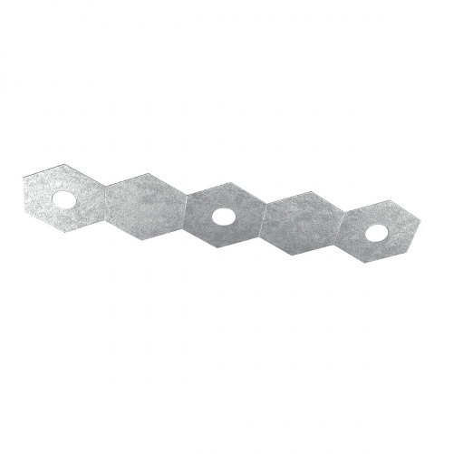 Plafoniera Moderna 5 Moduli Hexagon Metallo Foglia Argento 3 Luci Led 12X3W