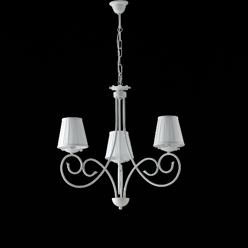 Be Light Lampadario Provenzale 3 Luci Ferro Battuto e Paralumi Bianco Shabby Serie Alma