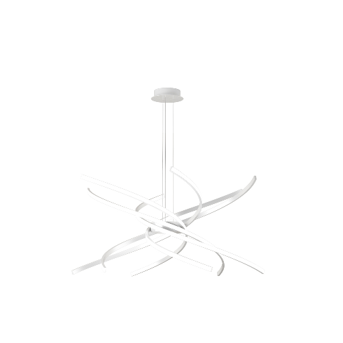 Sospensione Moderna Tornado Alluminio Bianco Led 69W D.80Cm Luce Naturale