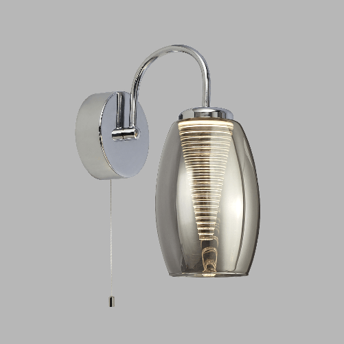 Applique Contemporanea Ciclon Acciaio Cromo Vetro FumÃ ̈ Led 6W 3000K