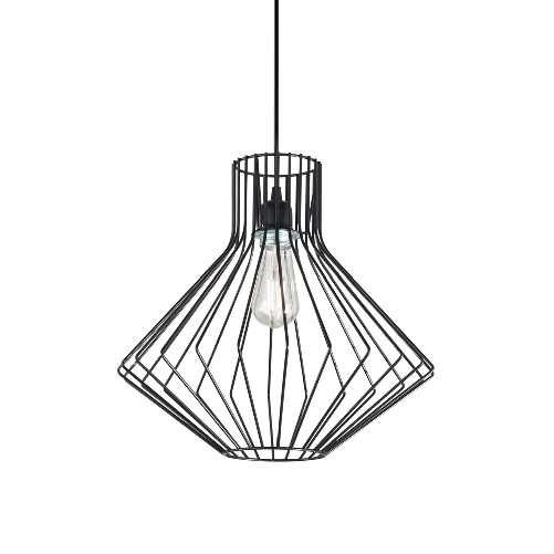 Sospensione Industrial-Minimal Ampolla-4 Metallo Nero 1 Luce E27